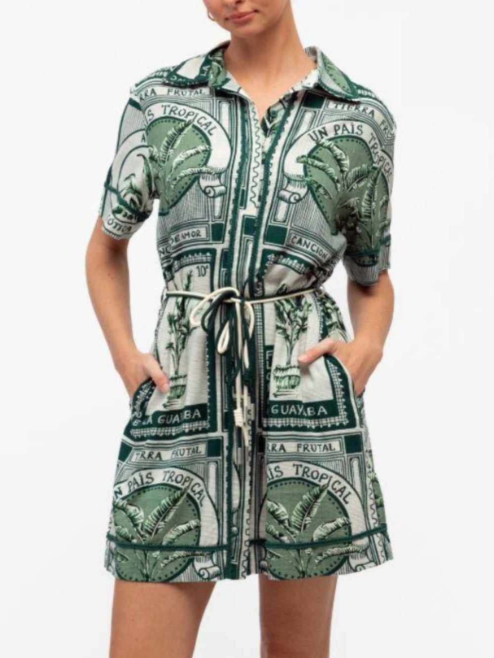 Label of Love Tropical Stamps Romper NWT